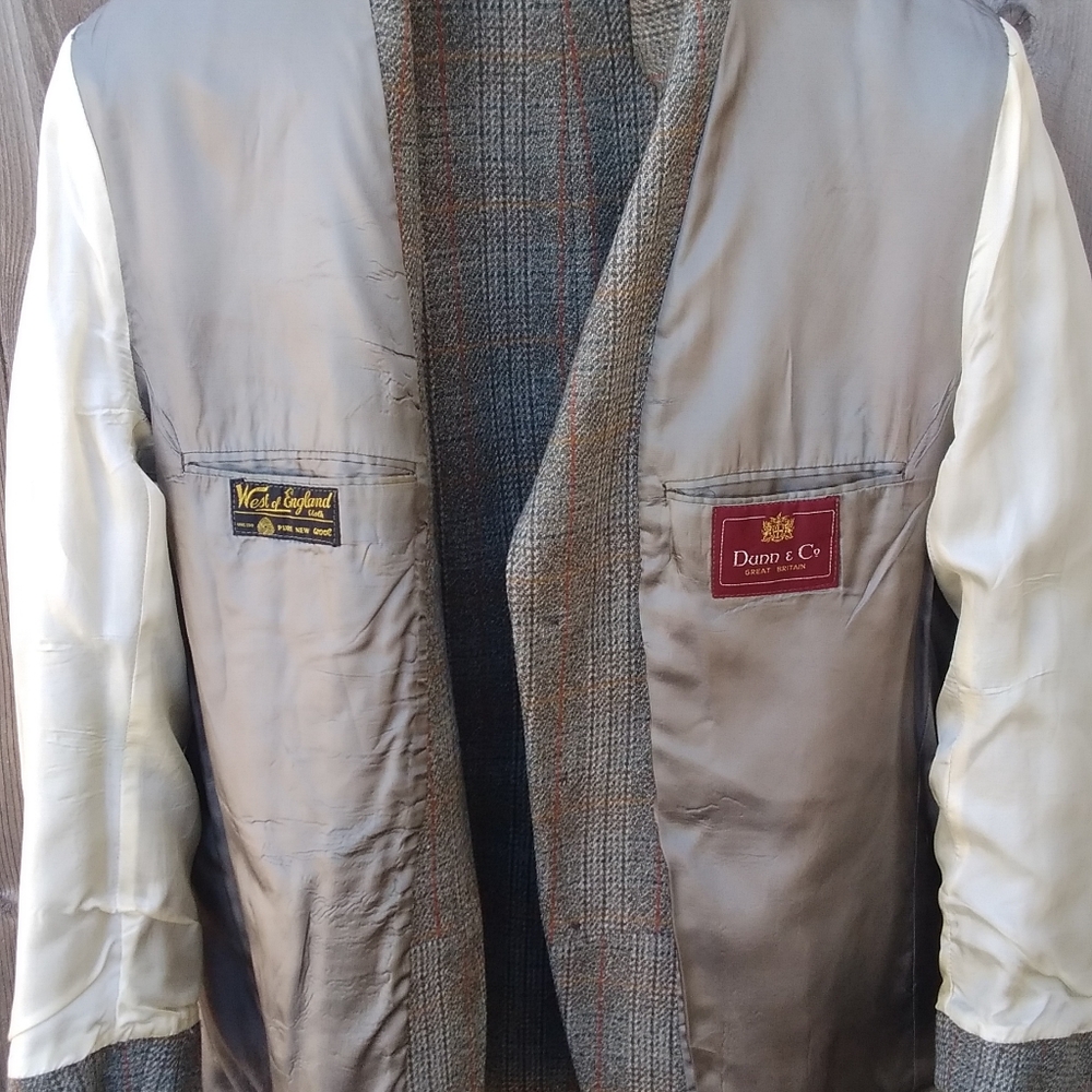 Dunn & Co England Tweed Wool Blazer Jacket Sportscoat 42R Tan Vintage Preppy - Picture 8 of 8
